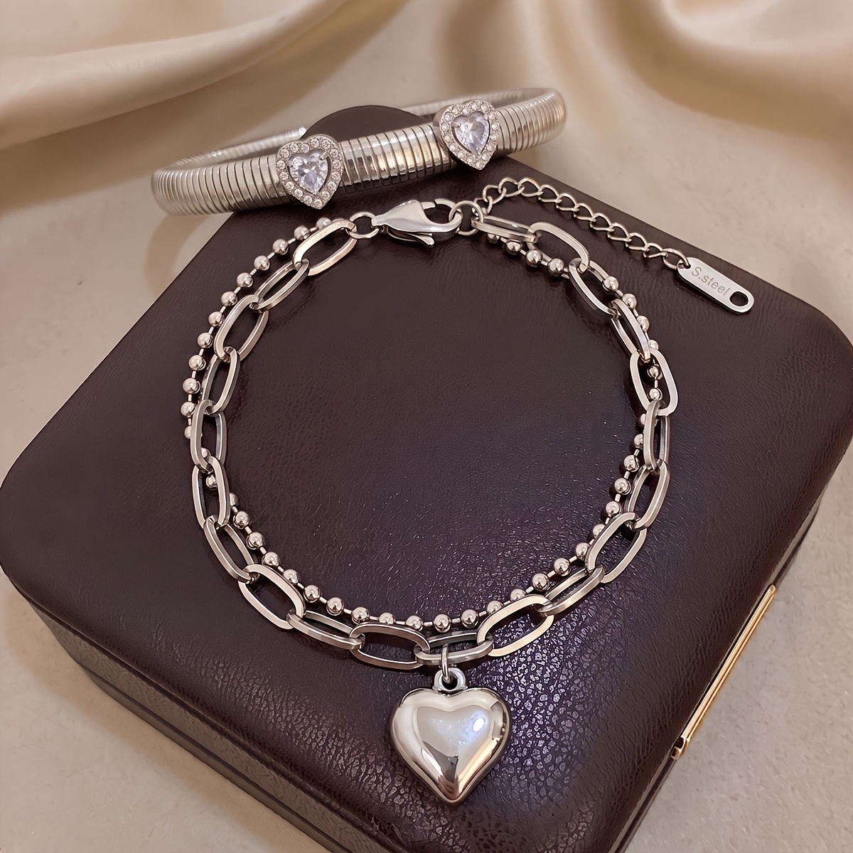 2pcs Unisex Fashionable Bracelet and Bangle Set, Minimalist Style
